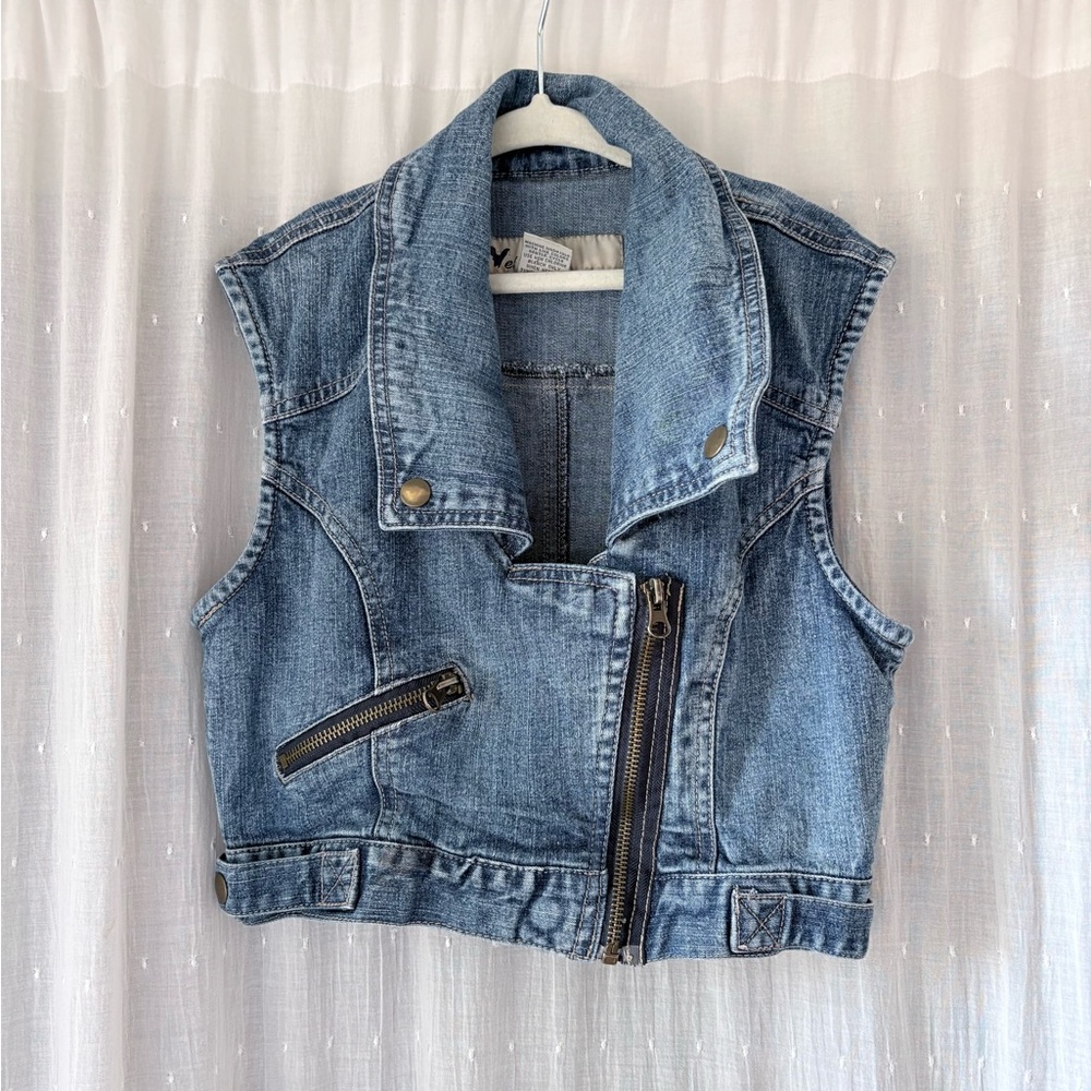 Y2K Wet Seal Denim Vest with Zipper
